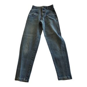 VTG Women’s Boot Cut Jeans in Dark Indigo Blue with pinstripe